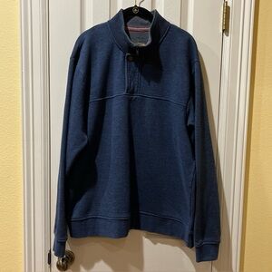 Orvis Mens Signature Navy 1/4 Zip Pullover Fleece Sweatshirt XL Outdoors Casual